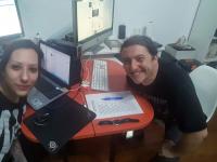 César y María Laura al terminar la transmisión